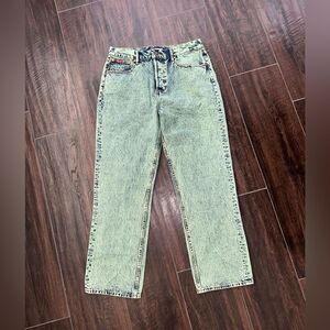 Teddy Fresh High-Rise Straight-Leg Acid Wash Jeans In Vintage Green Size 33